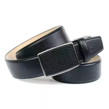 Кожаный ремень Anthoni Crown, однотонный джинсовый ремень с характерным тиснением, черный