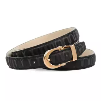 Кожаный ремень Anthoni Crown, ремень из инновационной кожи с 3D-эффектом черного цвета, черный