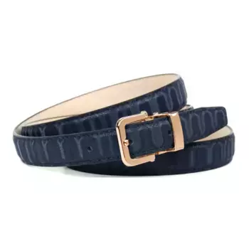 Кожаный ремень Anthoni Crown, ремень из кожи с 3D-эффектом темно-синего цвета, синий