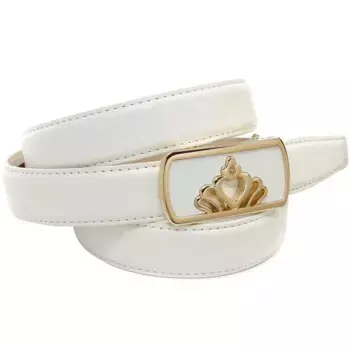 Кожаный ремень Anthoni Crown с элегантной золотистой застежкой, белый