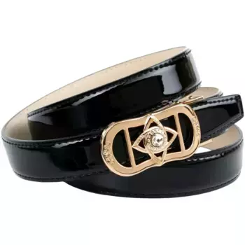 Кожаный ремень Anthoni Crown, с эксклюзивной пряжкой, лакированная кожа, черный