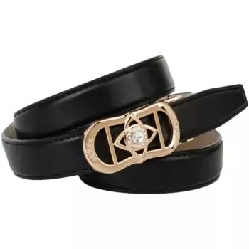 Кожаный ремень Anthoni Crown, с эксклюзивной пряжкой, стежкой тон в тон, черный