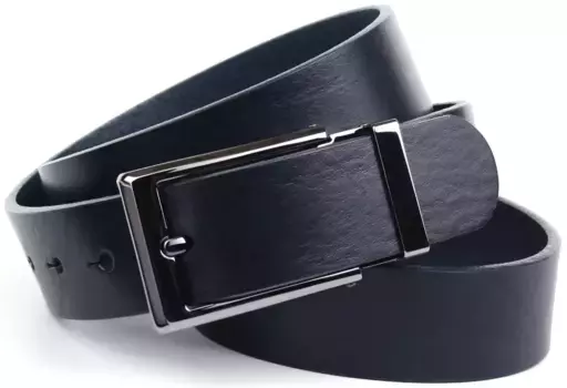 Кожаный ремень Anthoni Crown с блестящей черной застежкой, синий