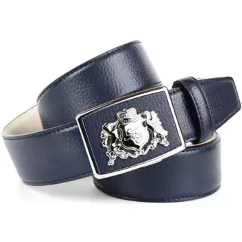 Кожаный ремень Anthoni Crown с блестящим гербом Anthoni Crown, синий