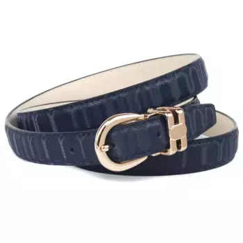 Кожаный ремень Anthoni Crown с декоративной металлической петлей, синий