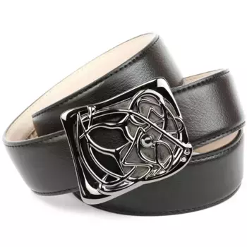Кожаный ремень Anthoni Crown с дизайнерской застежкой, черный