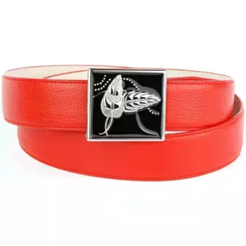 Кожаный ремень Anthoni Crown с глазурованной застежкой ручной работы, красный
