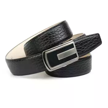 Кожаный ремень Anthoni Crown с характерным тиснением, изогнутый, черный