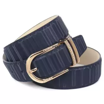 Кожаный ремень Anthoni Crown с изящной пряжкой золотого цвета, синий