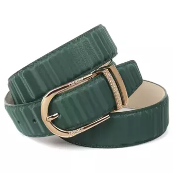 Кожаный ремень Anthoni Crown с изящной пряжкой золотого цвета, зеленый