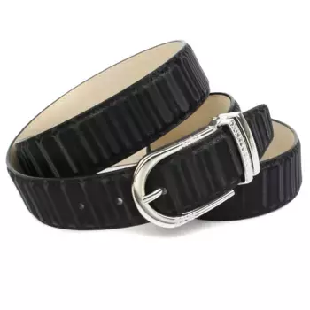 Кожаный ремень Anthoni Crown с изящной пряжкой серебристого цвета, черный