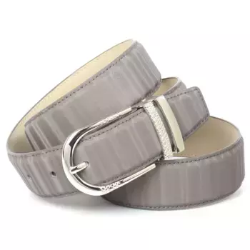 Кожаный ремень Anthoni Crown с изящной пряжкой серебристого цвета, серый