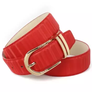 Кожаный ремень Anthoni Crown с изящной пряжкой золотого цвета, красный