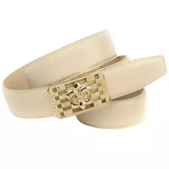 Кожаный ремень Anthoni Crown с изысканной ювелирной застежкой, бежевый