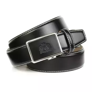 Кожаный ремень Anthoni Crown с контрастной строчкой, черный