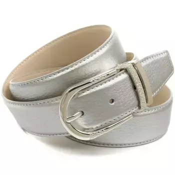 Кожаный ремень Anthoni Crown с модной пряжкой, серебристый