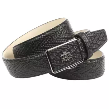 Кожаный ремень Anthoni Crown с плетеным тиснением, черный
