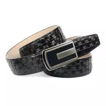 Кожаный ремень Anthoni Crown с плетеным узором, черный