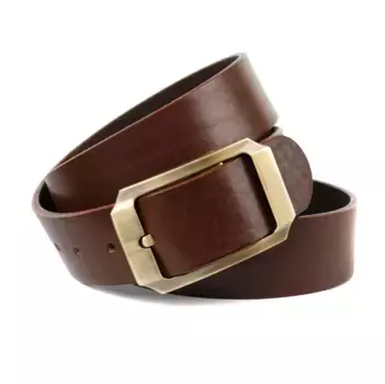 Кожаный ремень Anthoni Crown с пряжкой золотого цвета, коричневый