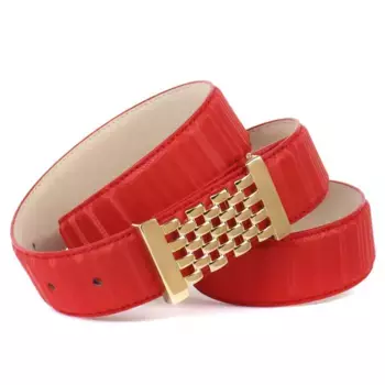 Кожаный ремень Anthoni Crown с пряжкой золотого цвета, красный