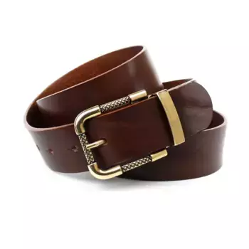 Кожаный ремень Anthoni Crown с узорчатой пряжкой золотого цвета, коричневый