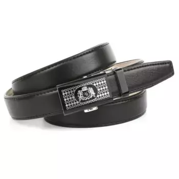 Кожаный ремень Anthoni Crown с узорчатой застежкой, черный