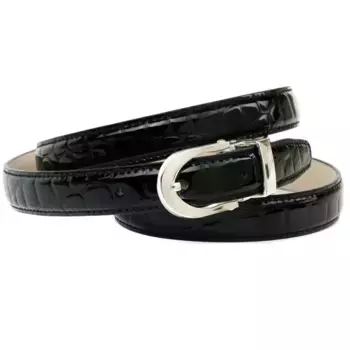 Кожаный ремень Anthoni Crown с узором под кожу крокодила, черный