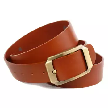 Кожаный ремень Anthoni Crown с застежкой из старинной латуни, цвет Cognac