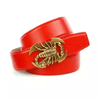 Кожаный ремень Anthoni Crown с застежкой "скорпион" для особых случаев, красный