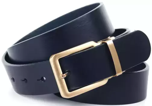 Кожаный ремень Anthoni Crown шириной 4 см для повседневного образа, синий