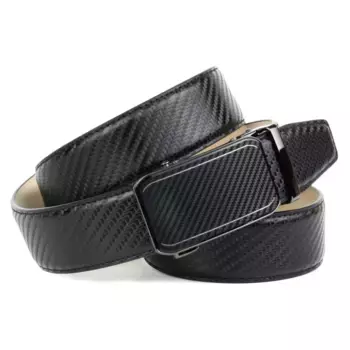 Кожаный ремень Anthoni Crown, сшитый вручную ремень со спортивной автоматической застежкой из карбона, черный