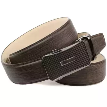 Кожаный ремень Anthoni Crown, сшитый вручную, с цветной карбоновой застежкой, коричневый