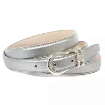 Кожаный ремень Anthoni Crown, узкий, изогнутый и прошитый, серебристый