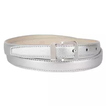 Кожаный ремень Anthoni Crown, узкой формы, с изысканной застежкой, серебристый