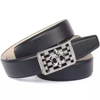 Кожаный ремень Anthoni Crown, застежка с мотивом лилии, черный