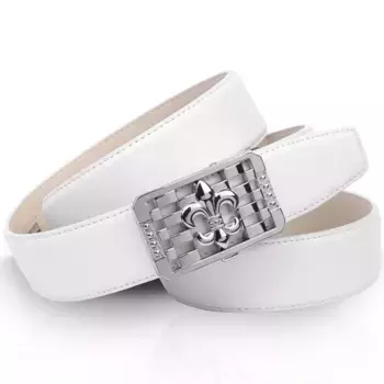 Кожаный ремень Anthoni Crown, застежка с мотивом лилии, белый