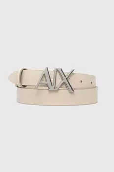 Кожаный ремень Armani Exchange, бежевый