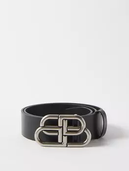 Кожаный ремень bb Balenciaga, черный