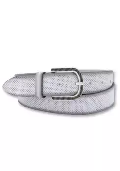 Кожаный ремень BERND GTZ, бархатистый на ощупь, с изящной чеканной застежкой, серый