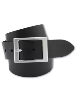 Кожаный ремень BERND GTZ с эффектной угловатой прямоугольной застежкой, черный