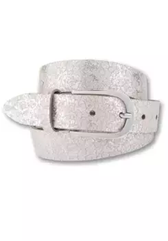 Кожаный ремень BERND GTZ с блестящим переливающимся металлическим эффектом, серебристый