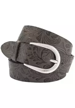 Кожаный ремень BERND GTZ с цветочным тиснением, цвет Smoke