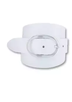 Кожаный ремень BERND GTZ с декоративной овальной пряжкой, белый