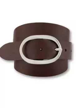 Кожаный ремень BERND GTZ с декоративной овальной пряжкой, коричневый