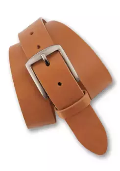 Кожаный ремень BERND GTZ с массивной серебряной пряжкой, цвет Camel