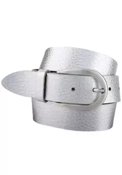 Кожаный ремень BERND GTZ с металлическим эффектом лунного света, серебристый