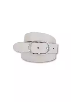 Кожаный ремень BERND GTZ с серебряной изогнутой пряжкой, кремовый