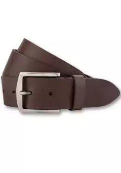 Кожаный ремень BERND GTZ с современной матовой серебряной пряжкой, коричневый