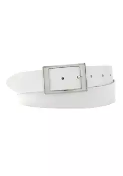 Кожаный ремень BERND GTZ с стильной прямоугольной застежкой, белый