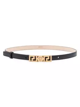 Кожаный ремень богини Греки Versace, черный